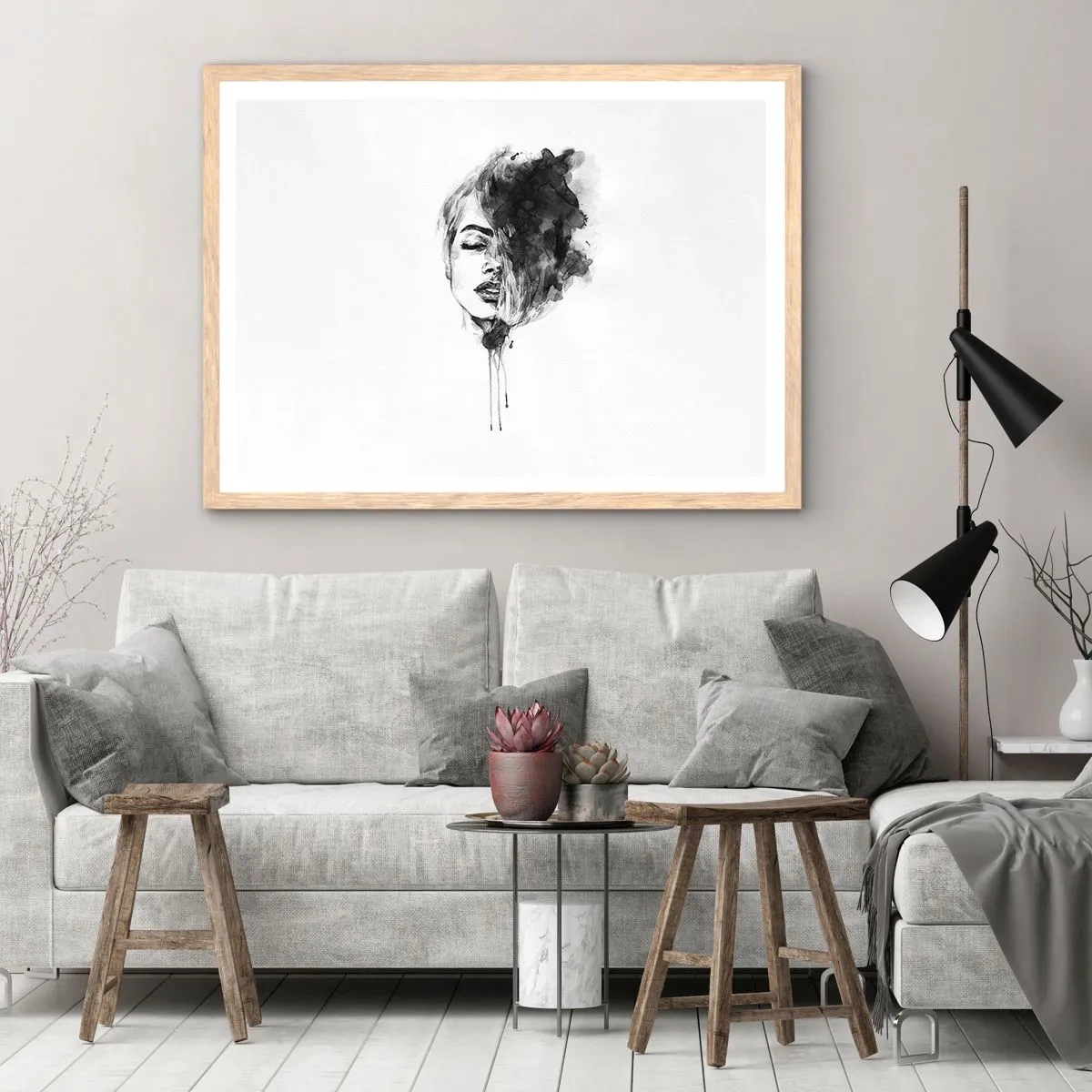 Poster în ramă de stejar deschis - La ce visează frumoasa - 100x70 cm