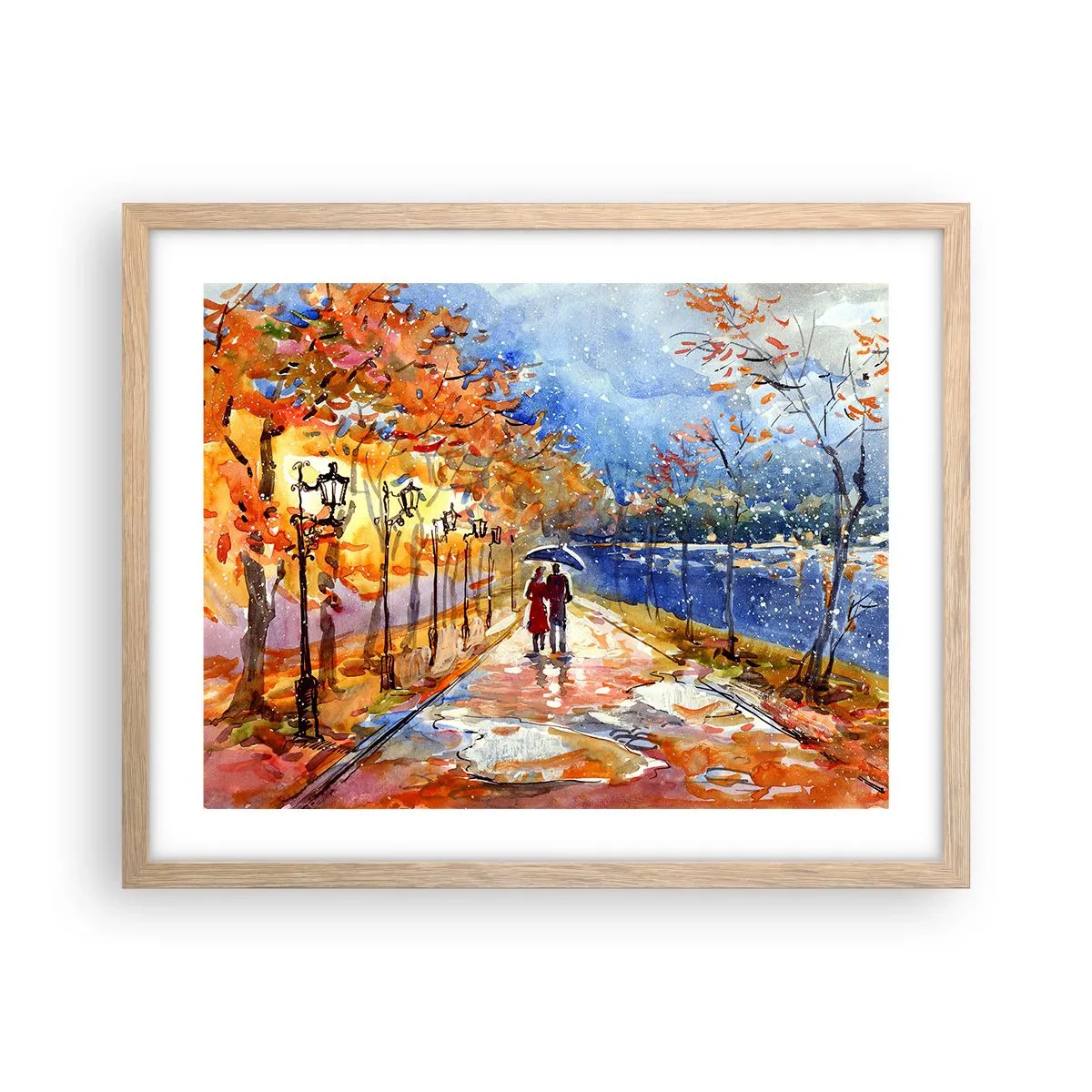 Poster în ramă de stejar deschis - Împreună până la limita de timp - 50x40 cm
