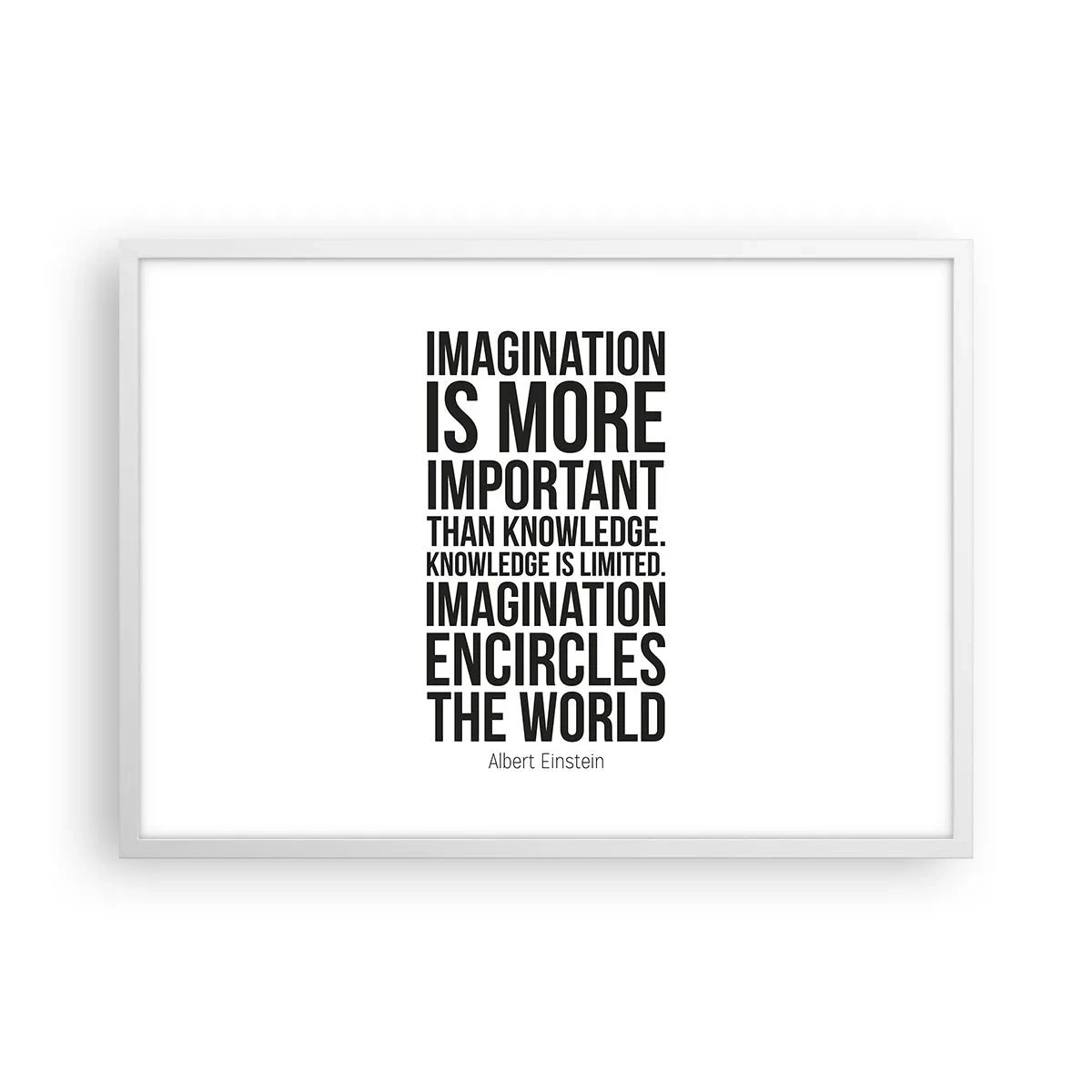 Poster în ramă albă - Einstein despre puterea imaginației - 70x50 cm