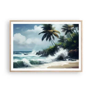 Poster în ramă de stejar deschis - Pe un țărm tropical - 100x70 cm