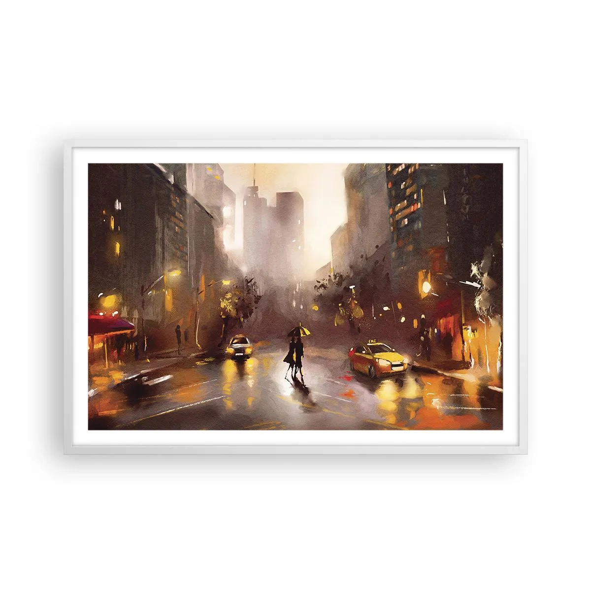 Poster în ramă albă - În luminile New York-ului - 91x61 cm