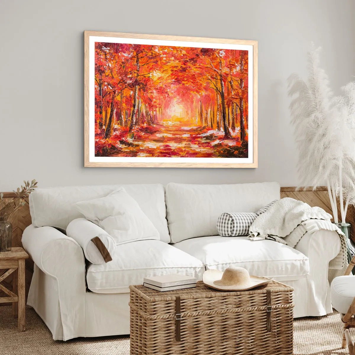 Poster în ramă de stejar deschis - Pădurea de cupru - 91x61 cm