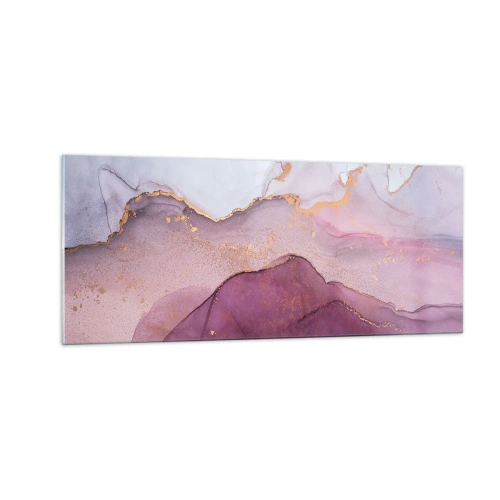 Tablou pe sticlă - Valuri de liliac și violet - 100x40 cm