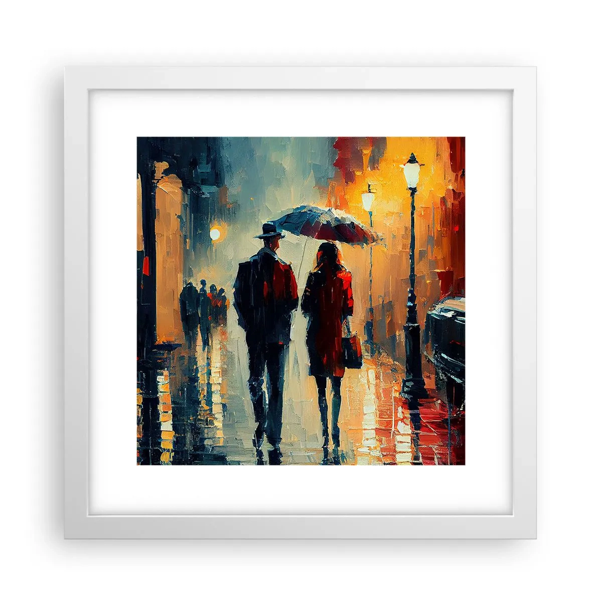 Poster în ramă albă - Poveste de dragoste urbană - 30x30 cm