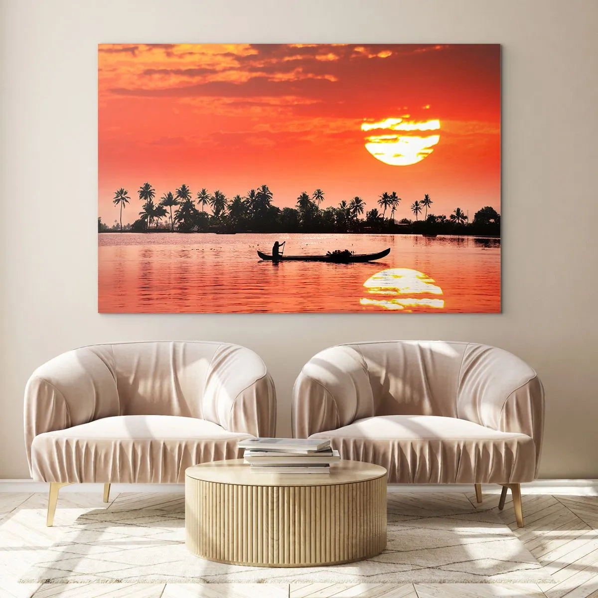 Tablou pe sticlă - Liniștea tropicelor la apus de soare - 120x80 cm