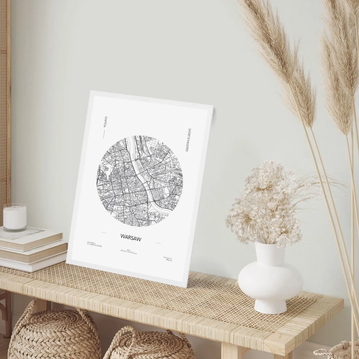 Poster în ramă albă - Anatomia Varșoviei - 30x40 cm