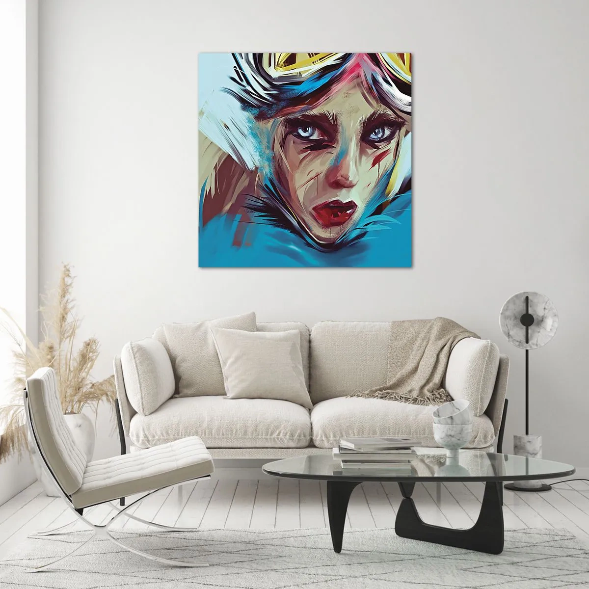 Tablou pe sticlă - Războinica de drum - 40x40 cm