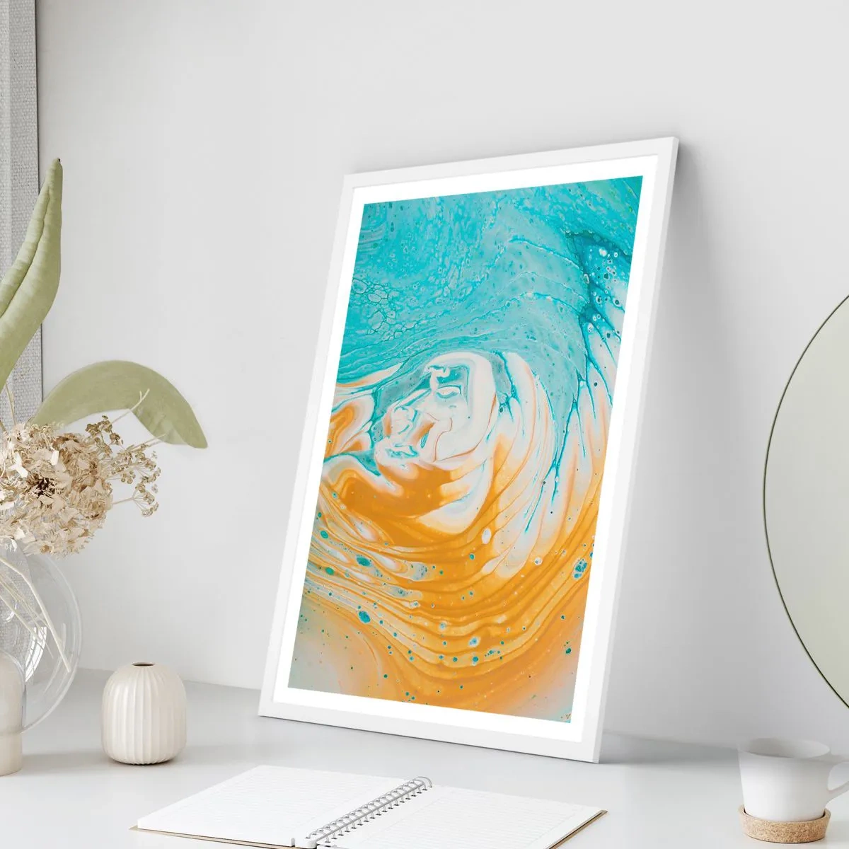 Poster în ramă albă - Vârtej de pastel - 61x91 cm