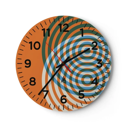 Ceas de perete - Ceas pe sticlă - Variație circulară abstractă - 40x40 cm