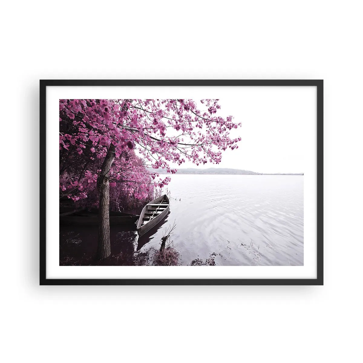 Poster în ramă neagră - În tăcerea roz - 70x50 cm