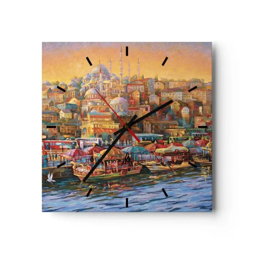 Ceas de perete - Ceas pe sticlă - O poveste din Istanbul - 30x30 cm
