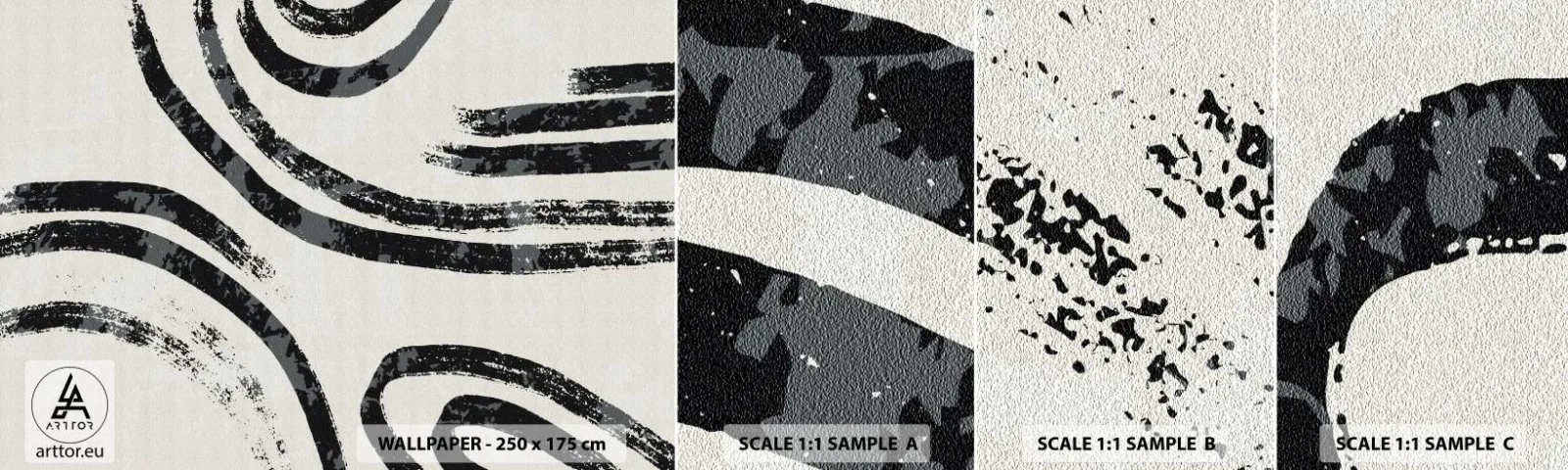 Mostră de Tapet Standard Eco - Pe jumătate oprit - Minimalism, liniuțe, Boho - 100x30 cm