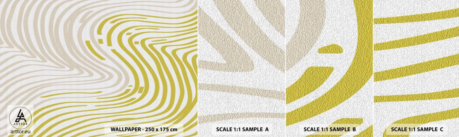 Mostră tapet autocolant Deluxe Sticker - Compoziție cu cambrare ușoară - Minimalism, Bucată, Luminos - 100x30 cm