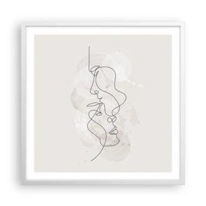 Poster în ramă albă - Încurcați într-o îmbrățișare - 60x60 cm