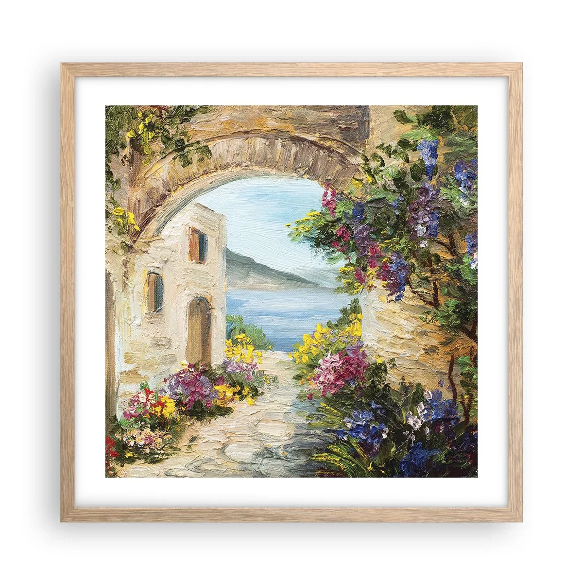 Poster în ramă de stejar deschis - Farmecul peisajului de coastă - 50x50 cm