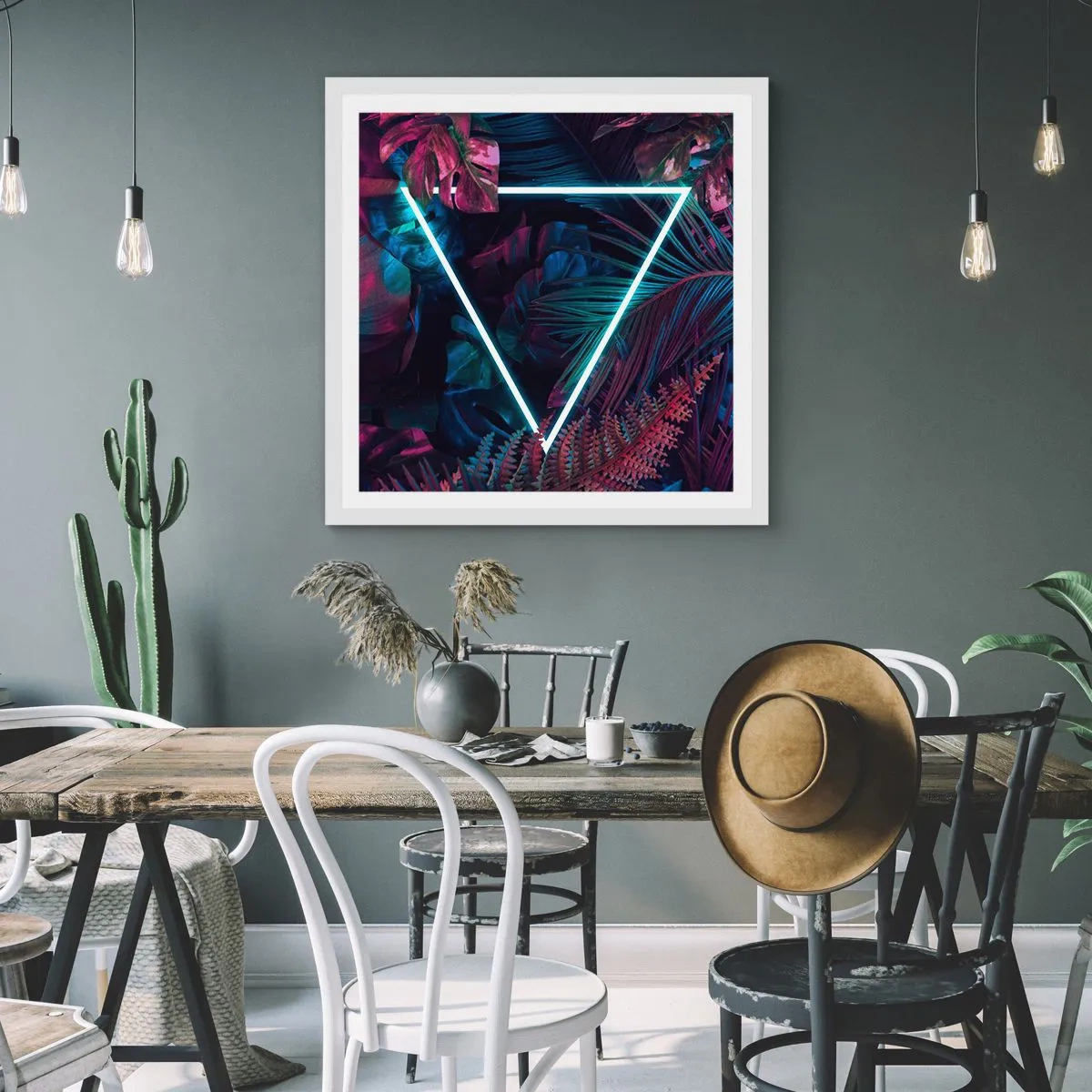 Poster în ramă albă - Grădină în stil disco - 50x50 cm