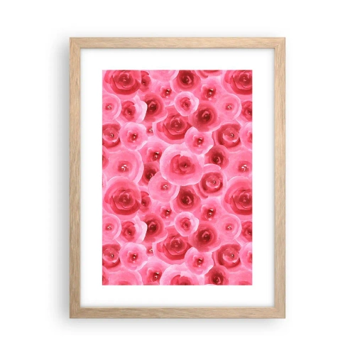 Poster în ramă de stejar deschis - Trandafiri de sus în jos - 30x40 cm