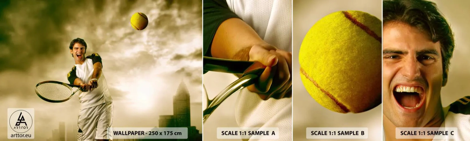Mostră de Tapet Standard Eco - Energie și bucurie - Sport, Tenis, Jucator de tenis - 100x30 cm