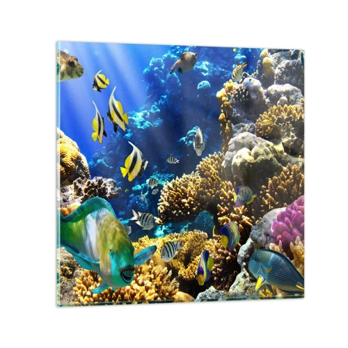 Tablou pe sticlă - Trafic intens pe traseul de vacanță - 50x50 cm