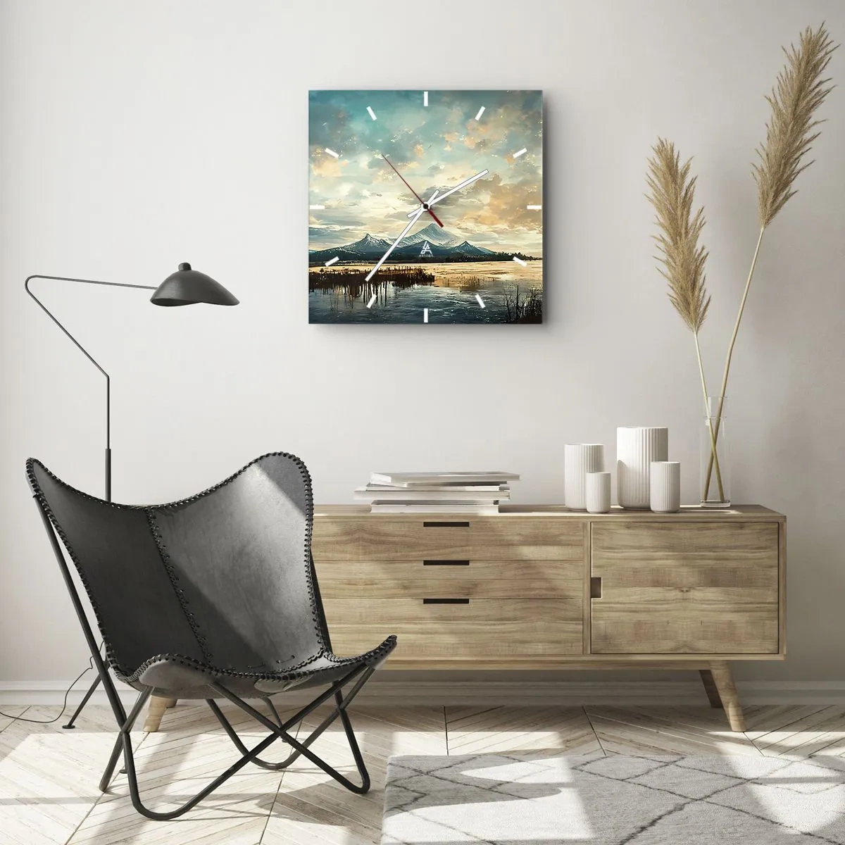 Ceas de perete - Ceas pe sticlă - Sub protecția cerului - 40x40 cm