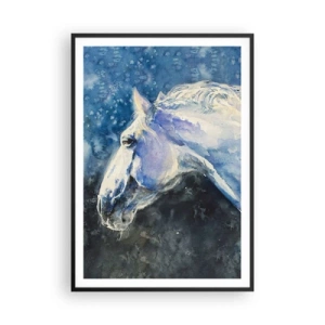 Poster în ramă neagră - Portret într-o strălucire albastră - 70x100 cm