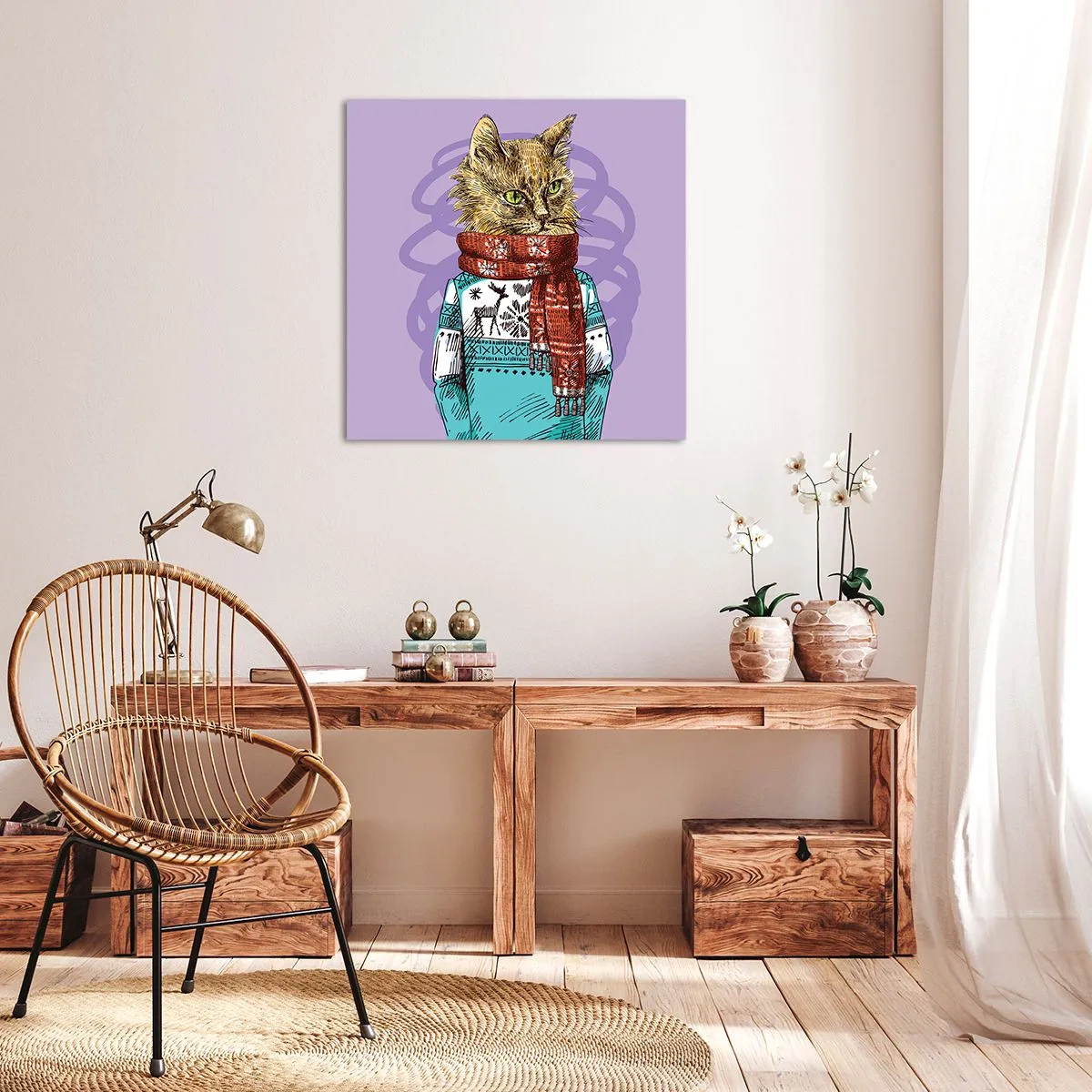Tablou pe pânză - Motanul nu numai încălțat - 70x70 cm