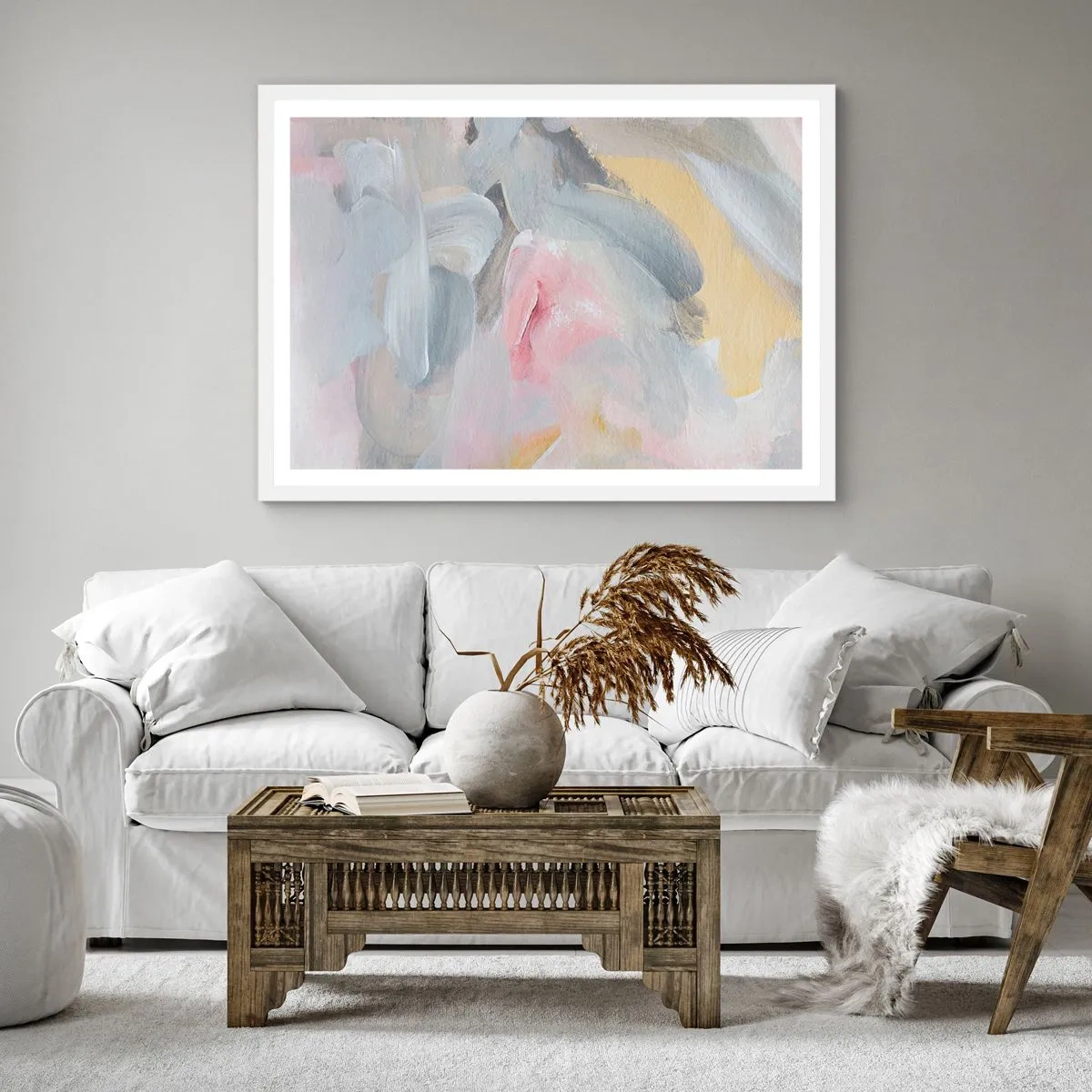 Poster în ramă albă - Într-o lume de pastel - 30x30 cm