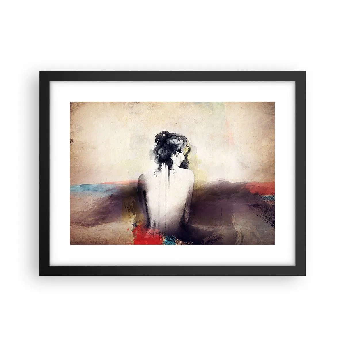 Poster în ramă neagră - Linii moi, forme ovale - 40x30 cm