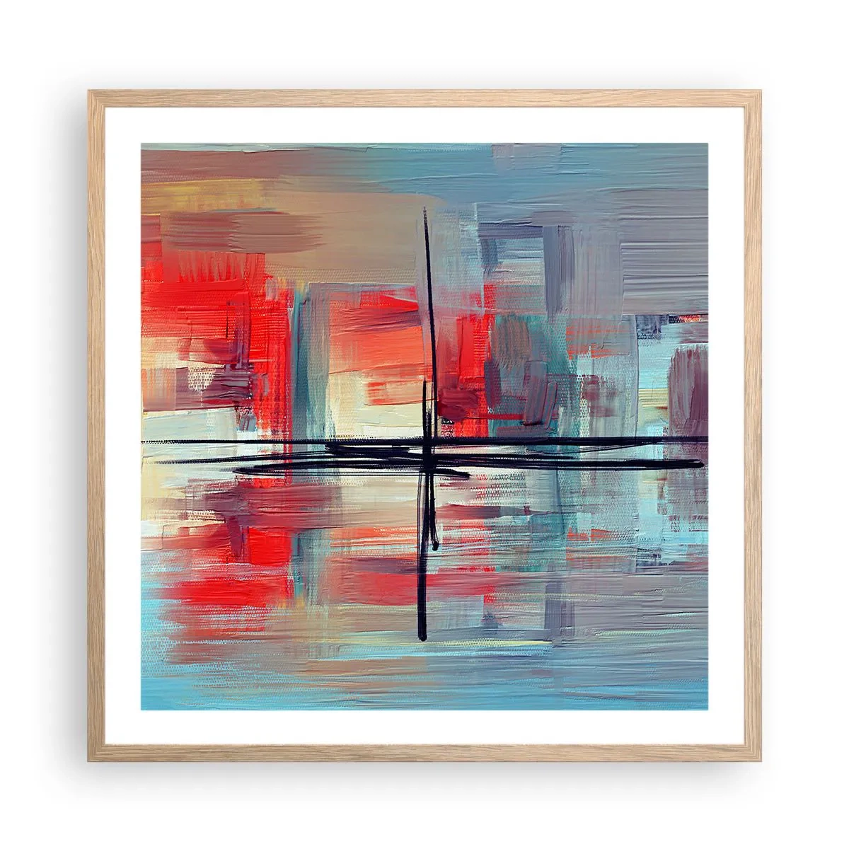 Poster în ramă de stejar deschis - Peisaj dintr-o dimensiune necunoscută - 60x60 cm