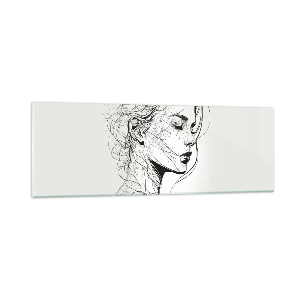 Tablou pe sticlă - Desenată cu linii - 90x30 cm