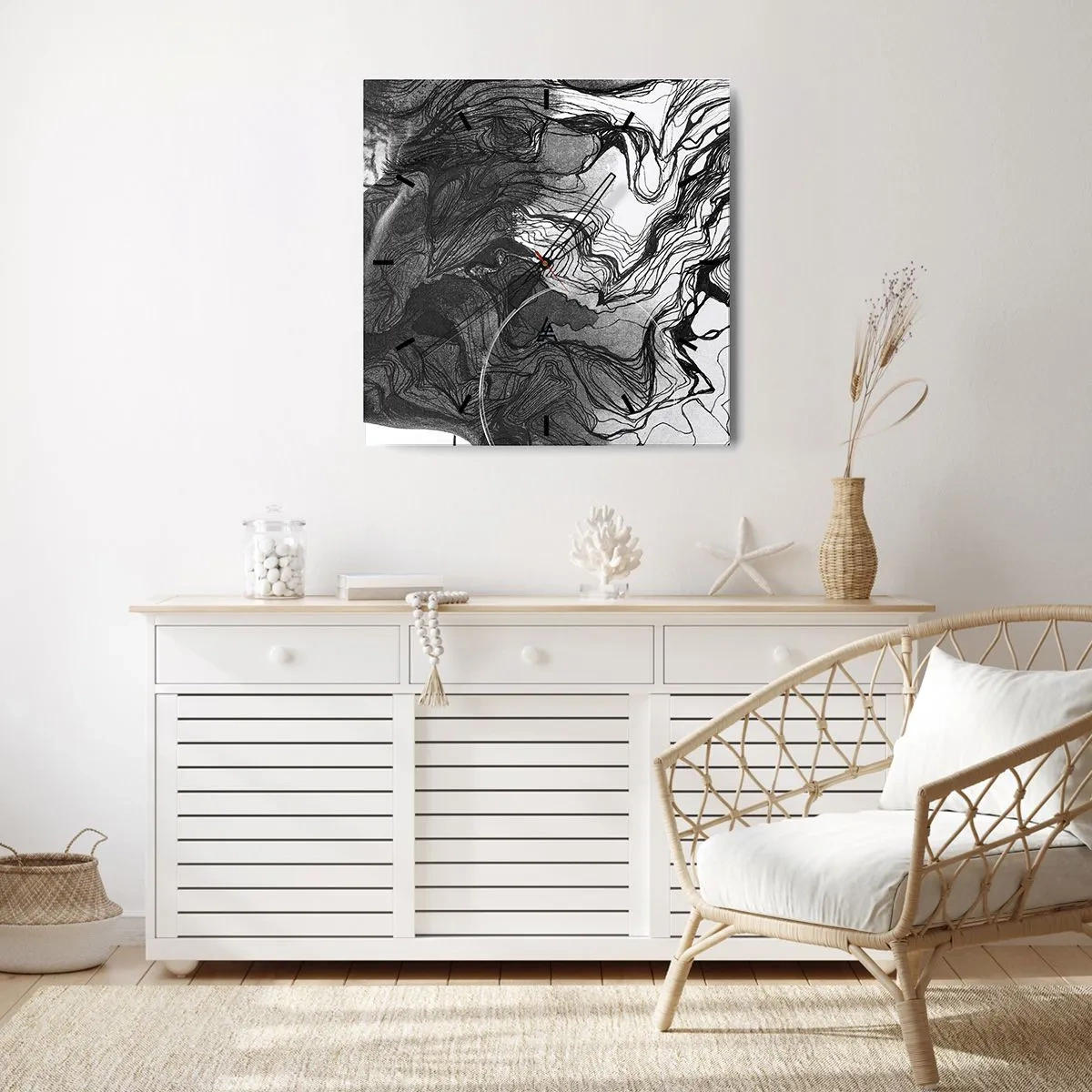 Ceas de perete - Ceas pe sticlă - Încurcată în vise - 40x40 cm