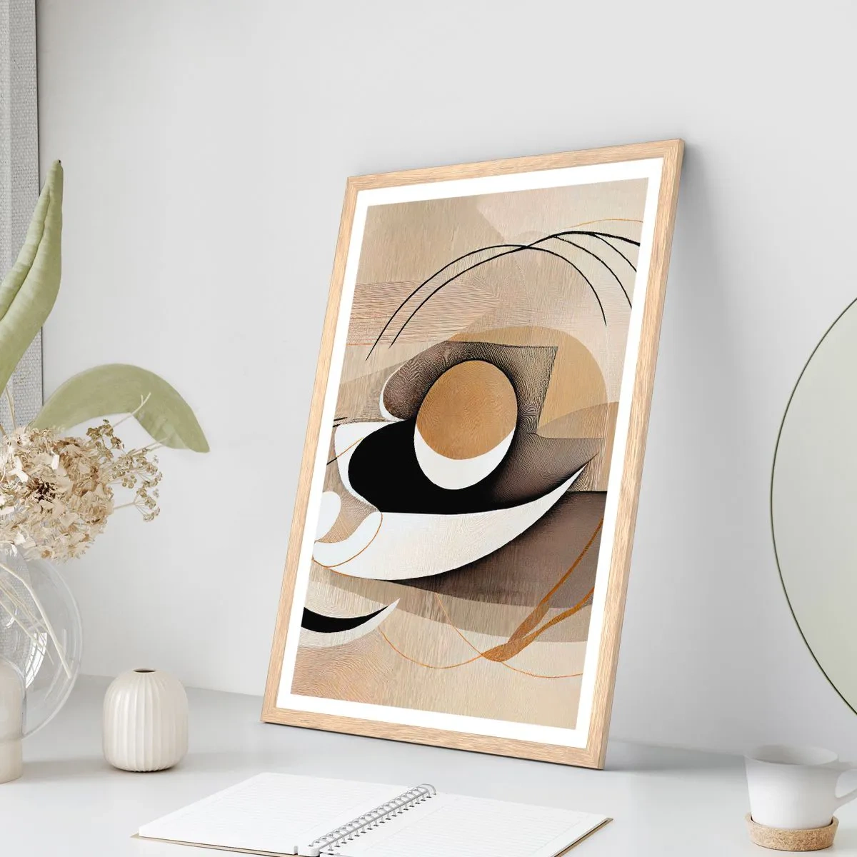 Poster în ramă de stejar deschis - Compoziție - nucleu - 70x100 cm