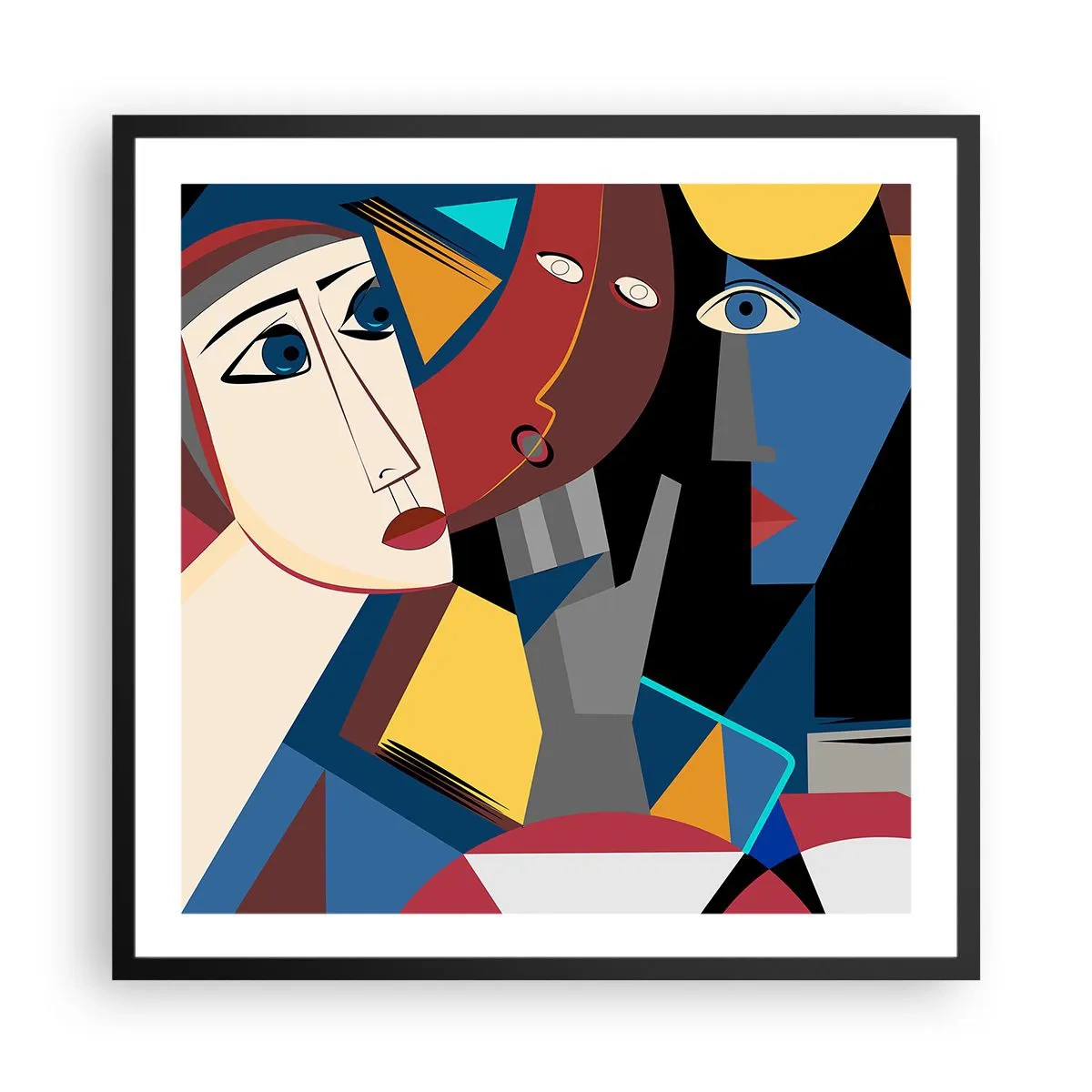 Poster în ramă neagră - Discuția cubiștilor - 60x60 cm