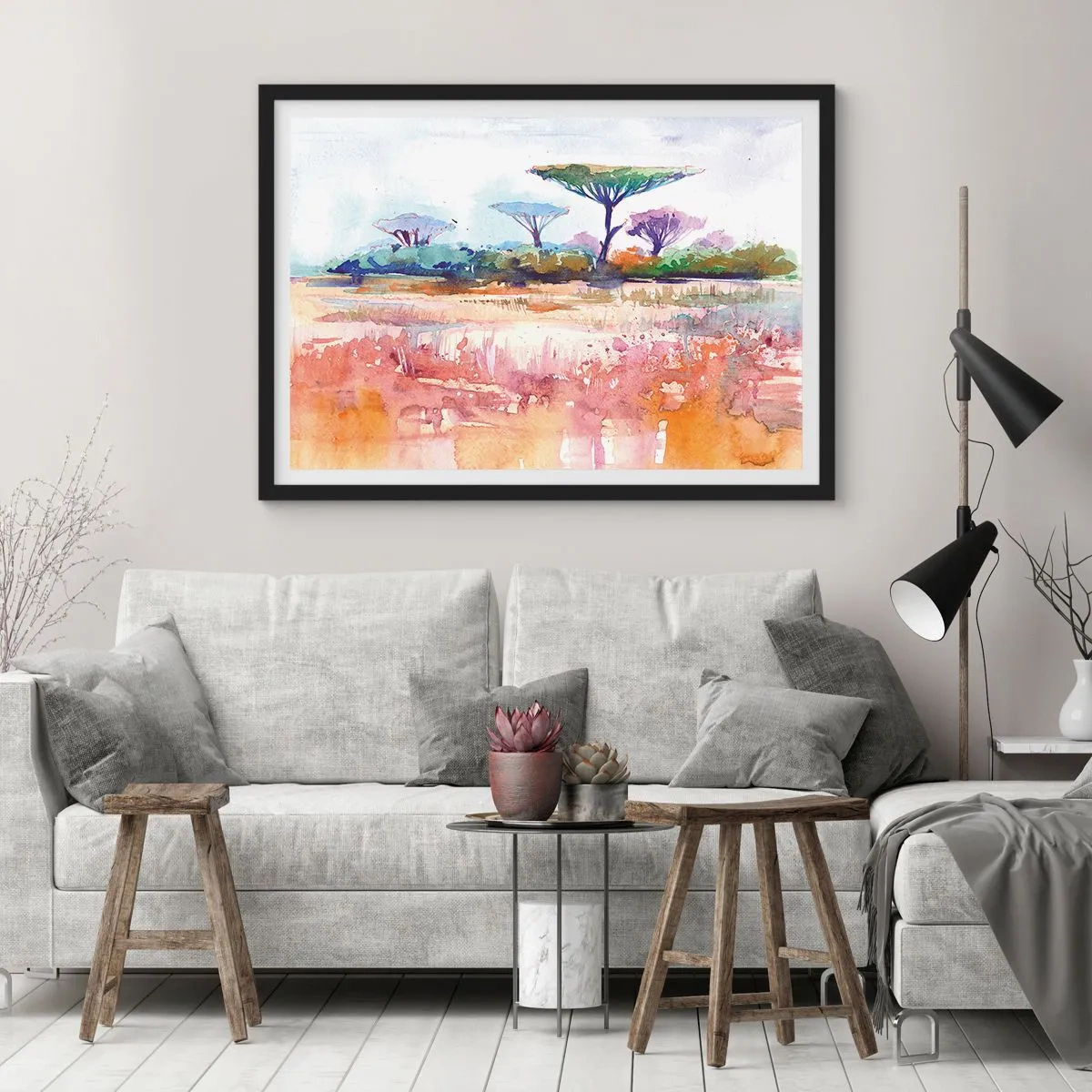 Poster în ramă neagră - Culorile savanei - 100x70 cm