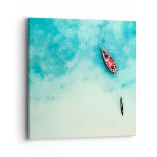 Tablou pe pânză - Pe plajele din Zanzibar, când apele în exces... - 40x40 cm