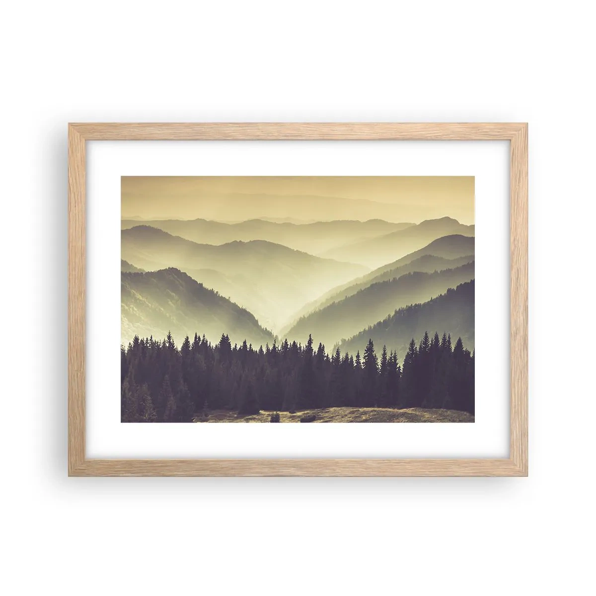 Poster în ramă de stejar deschis - Dincolo de munți... - 40x30 cm