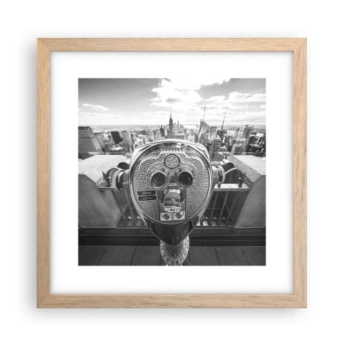 Poster în ramă de stejar deschis - Orașul de deasupra orașelor - 30x30 cm