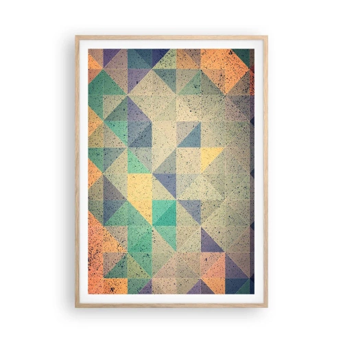Poster în ramă de stejar deschis - Republica triunghiurilor - 70x100 cm