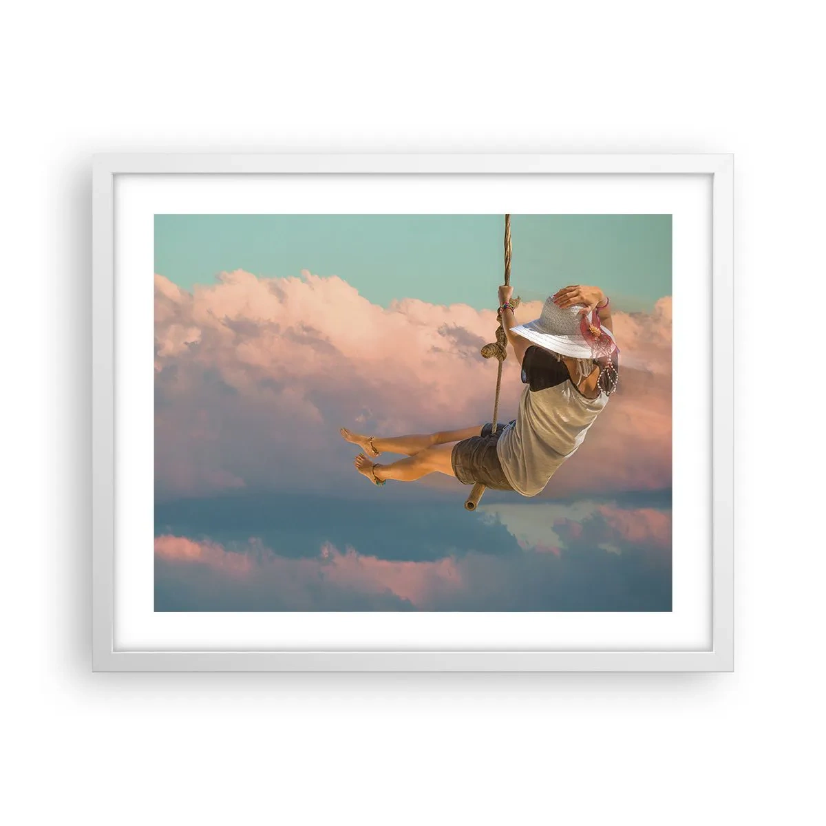 Poster în ramă albă - Distracție în nori - 50x40 cm