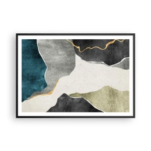 Poster în ramă neagră - Compoziție mozaic cu fir de aur - 100x70 cm