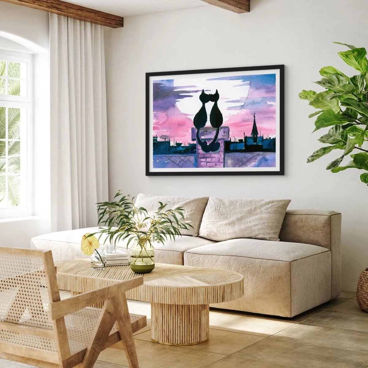 Poster în ramă neagră - Rendez-vous sub lună - 50x40 cm