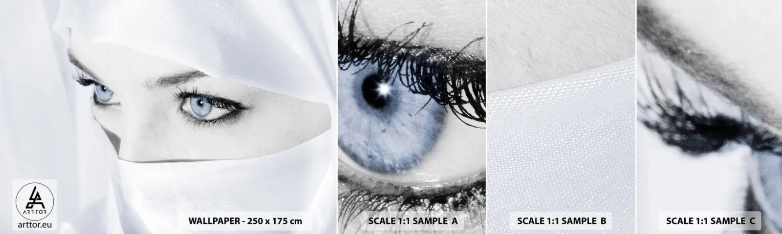 Mostră de Tapet Standard Eco - Direct din o mie și una de nopți - Femeie, Ochi, Cultură - 100x30 cm