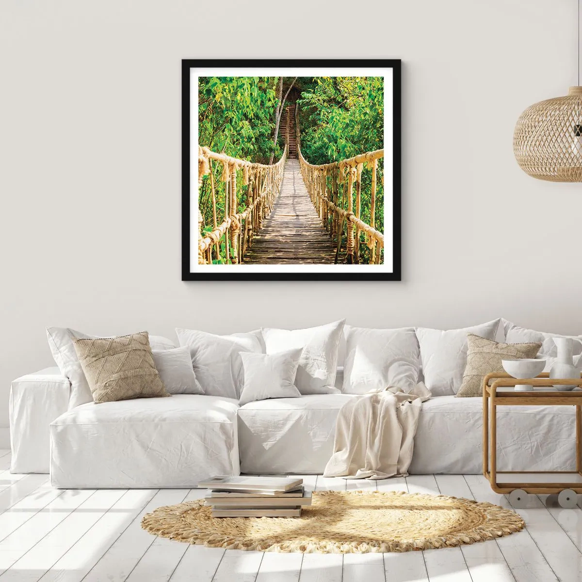 Poster în ramă neagră - Suspendat în verde - 50x50 cm