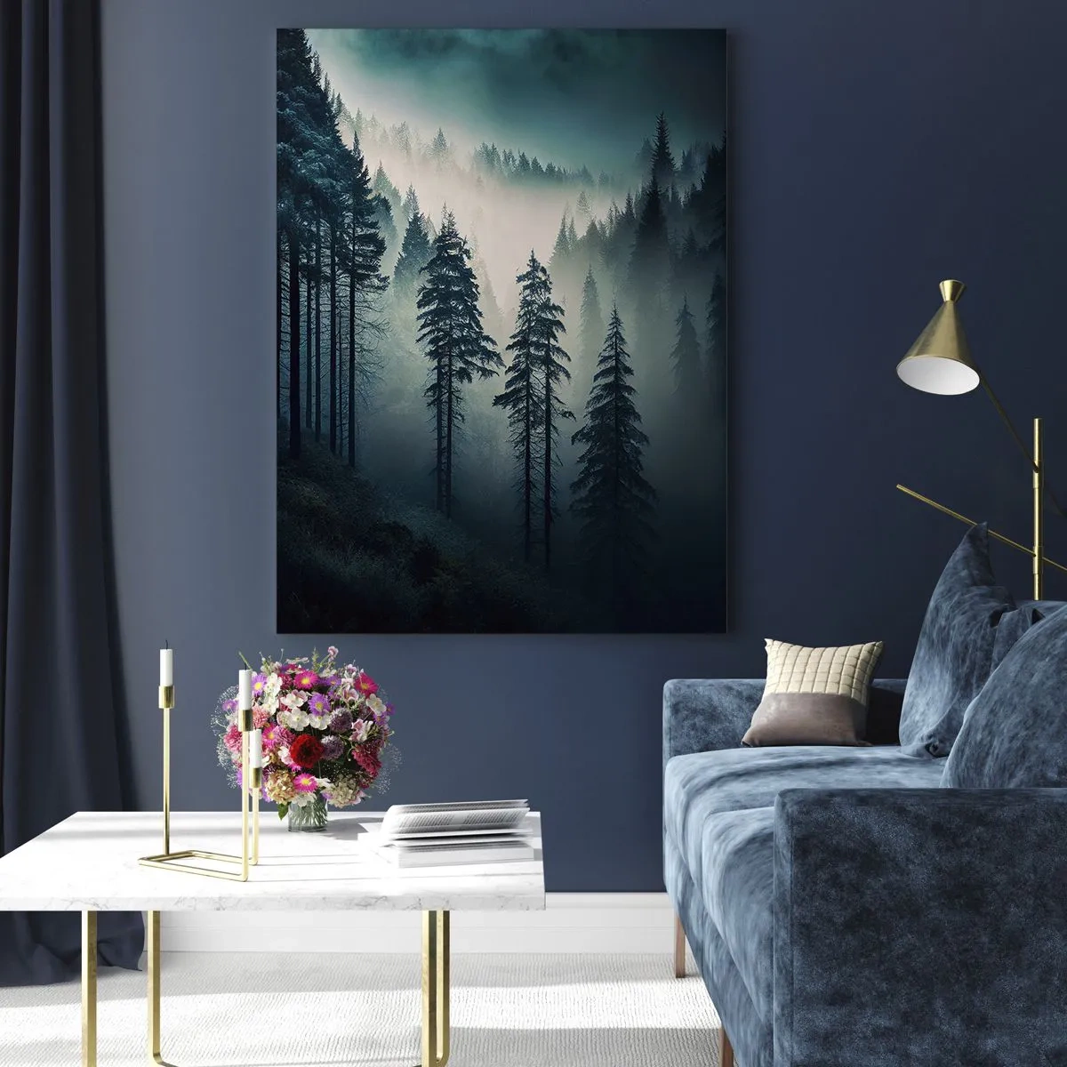 Tablou pe sticlă - Dimineața de munte - 80x120 cm