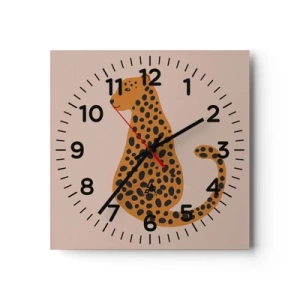 Ceas de perete - Ceas pe sticlă - Modelul leopard este tot timpul la modă - 30x30 cm