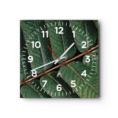 Ceas de perete - Ceas pe sticlă - Într-un ritm verde - 30x30 cm
