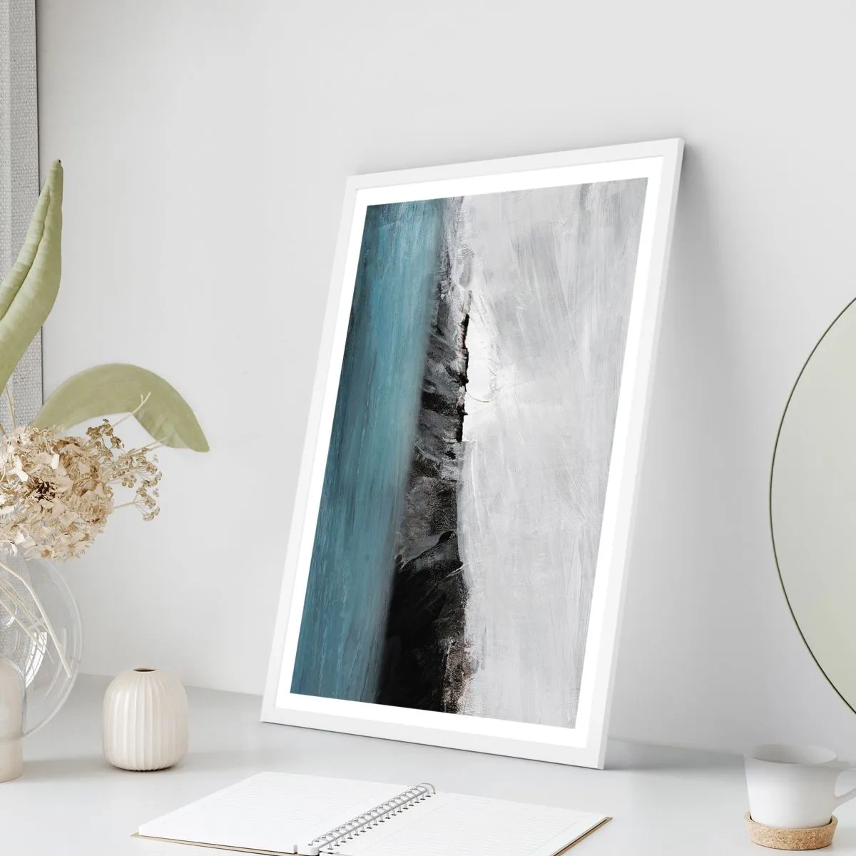Poster în ramă albă - Apă - pământ: lupta elementelor - 50x70 cm