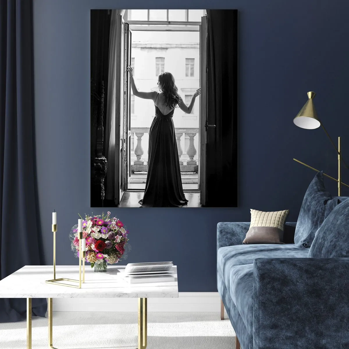 Tablou pe sticlă - Splendoare alb-negru - 50x70 cm