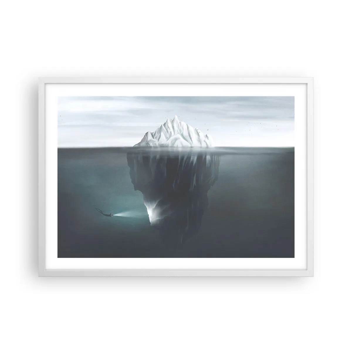 Poster în ramă albă - Un mister subacvatic - 70x50 cm