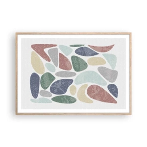 Poster în ramă de stejar deschis - Un mozaic de culori pudrate - 100x70 cm